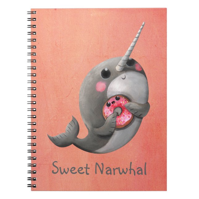 Carnet Narwhal timide avec le beignet (Devant)