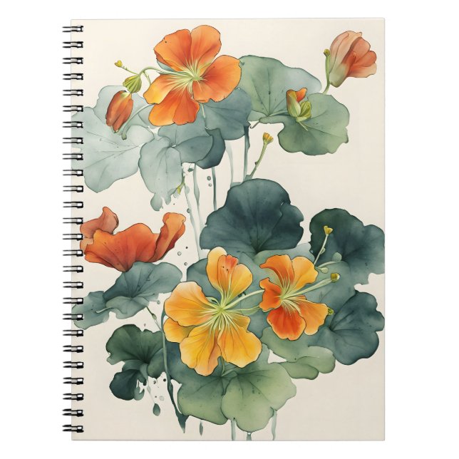 Carnet Nasturtium - Watercolor flowers (Devant)