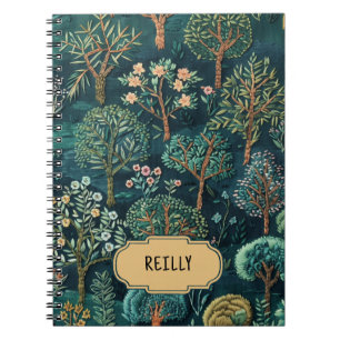 Carnet Nature Brodée verte Fleurs Arbres Floral