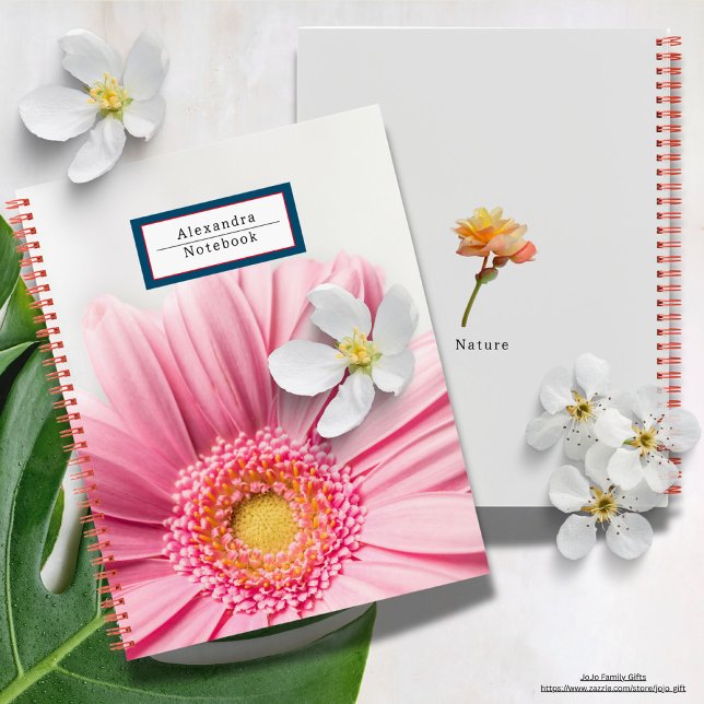 Carnet Nature et fleurs mignonnes Monogramme l Rose (Monogrammed sweet flower photo notebook for her.)