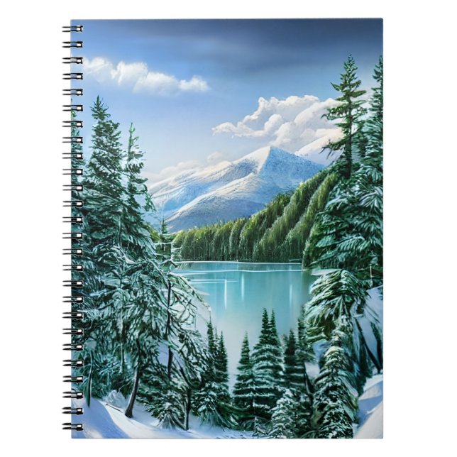 Carnet Nature Hiver Sky Mountain Lac Pine Trees (Devant)