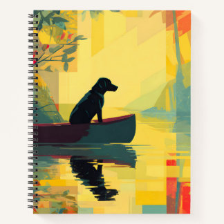 Carnet Nature Minimalist Black Labrador Canoe