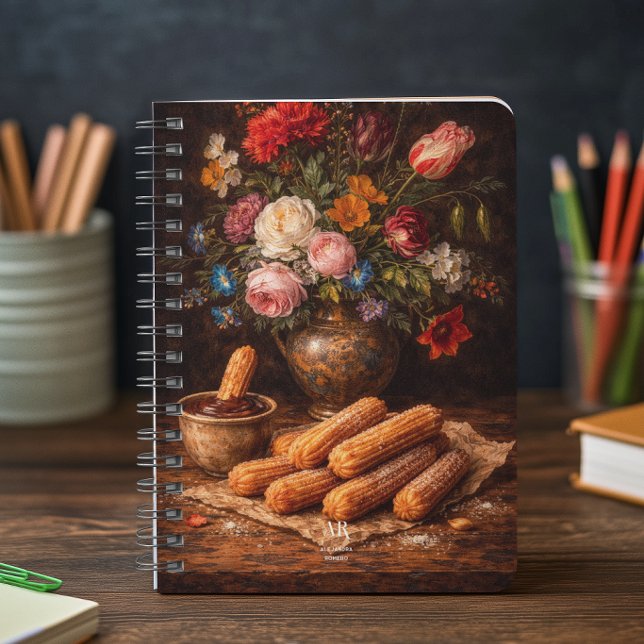Carnet Nature morte de churros floraux | Monogramme (Créateur téléchargé)