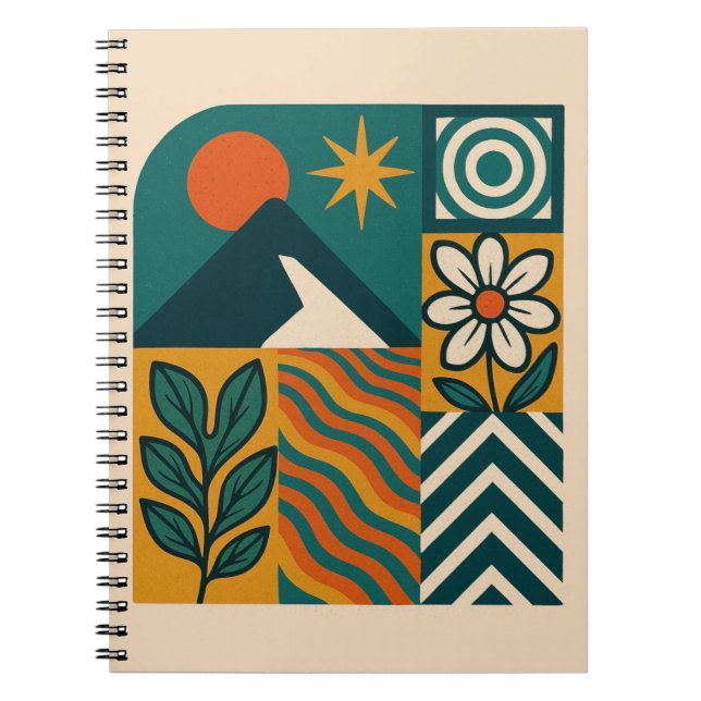 Carnet Nature rétro Art Abstrait-Moderne Géométrique Flor (Devant)