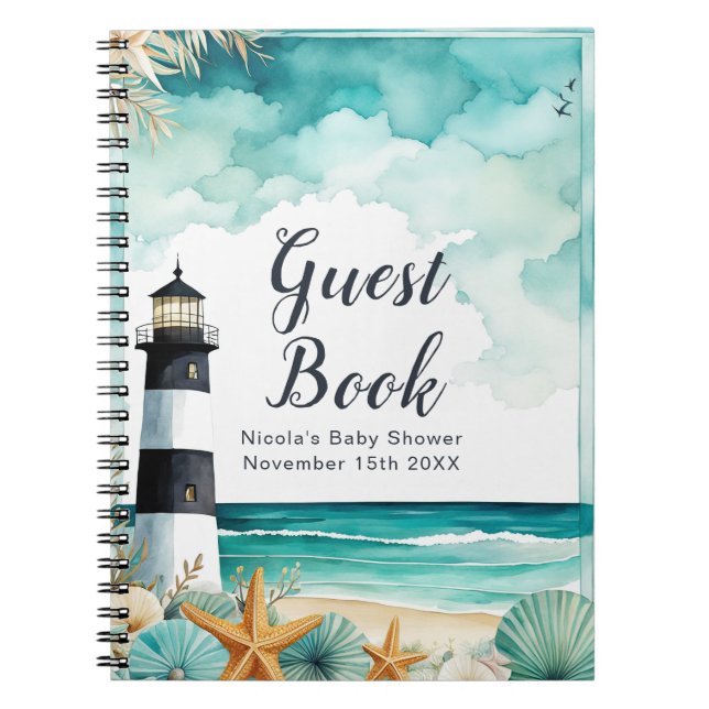 Carnet Nautical Lighthouse Baby Shower Guest Book (Devant)