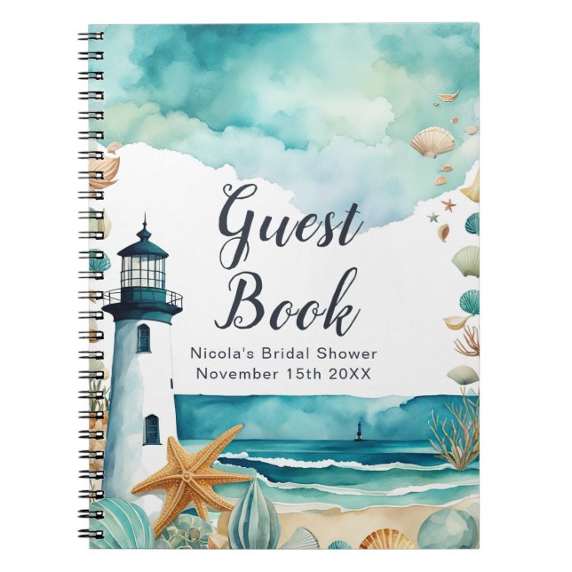 Carnet Nautical Lighthouse Bridal Shower Guest Book (Devant)