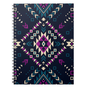 Carnet Navajo tribal foncé, géométrique vintage.