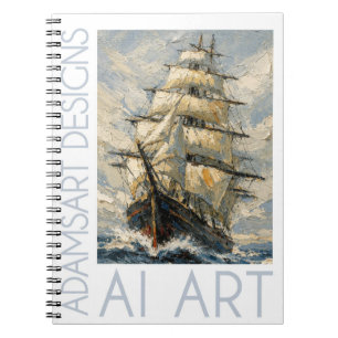 Carnet Navire à voiles classique en mer – Art nautique à