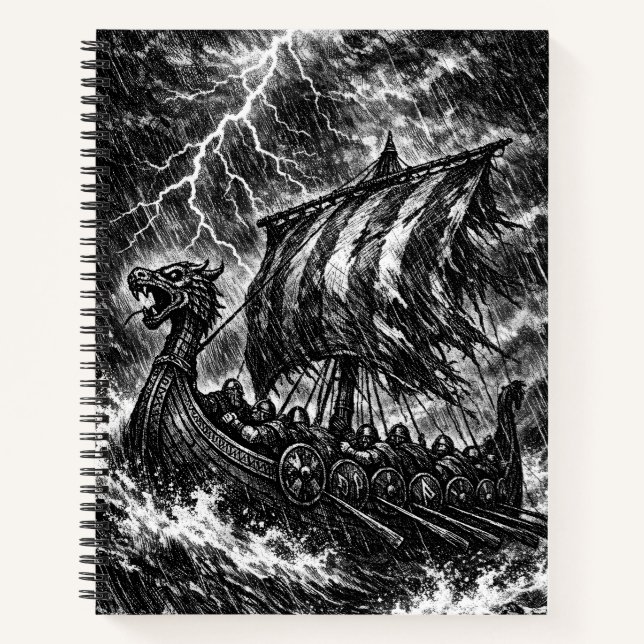 Carnet Navire long Viking dans la tempête — Ink Saga Art (Devant)