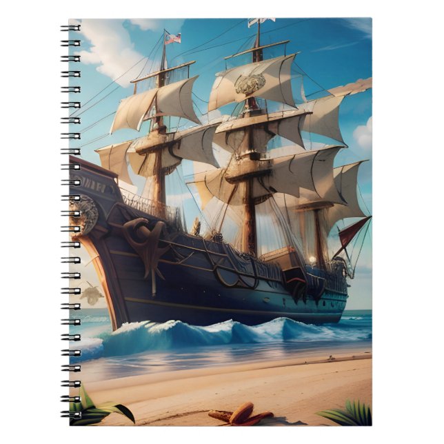 Carnet Navire pirate de plage tropicale (Devant)