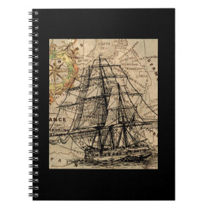 Carnet Navire Vintage Et Carte