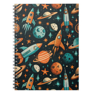 Carnet Navires-fusée vintages pour engins spatiaux Motif