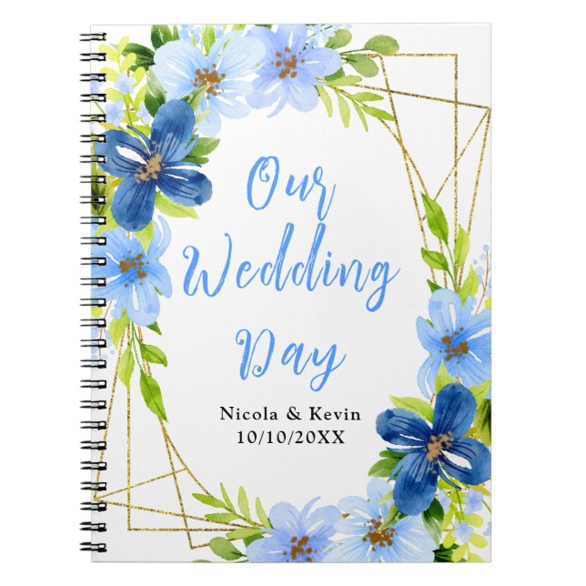 Carnet Navy and Baby Blue Floral Wedding Planner (Devant)