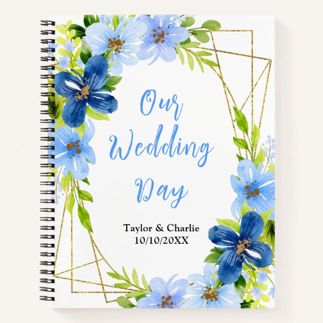 Carnet Navy and Baby Blue Floral Wedding Planner (Devant)