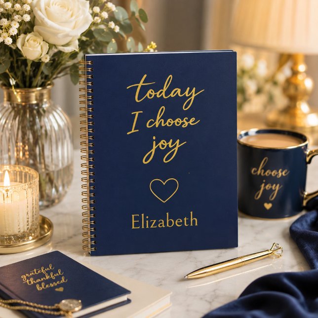 Carnet Navy Blue et Or Today I Choose Joy  (Créateur téléchargé)