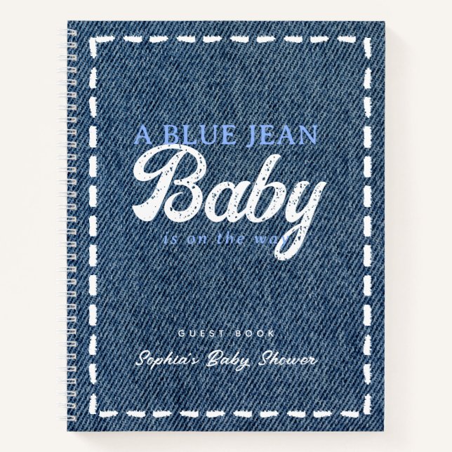 Carnet Navy Blue Jean Baby Boy Baby Shower Guest Book (Devant)
