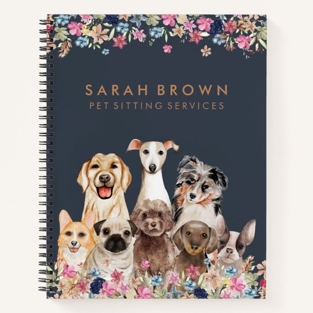 Carnet Navy Brown Cute Dog Groomer Small Best Seller (Devant)