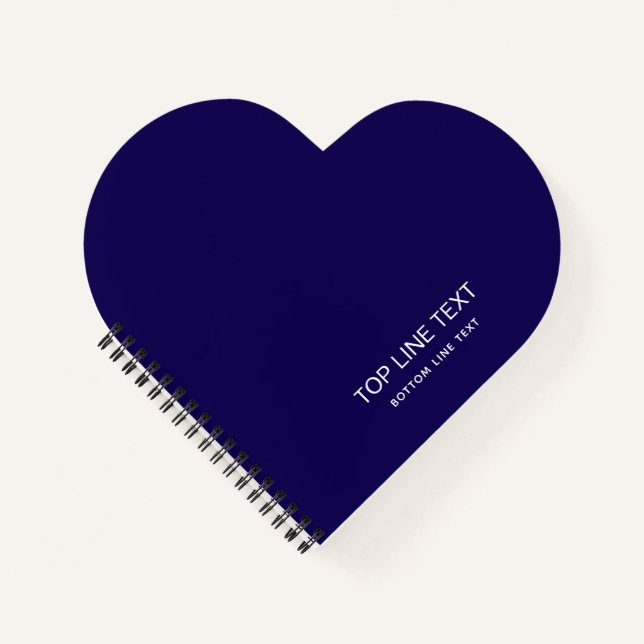 Carnet Navy en forme de cœur personnalisé avec tex (Devant)