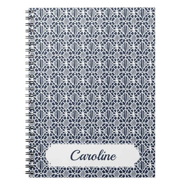 Carnet Navy With White Crochet Lace Pattern (Devant)