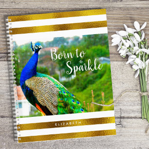 Carnet Né à Sparkle Chic Peacock   Blancs d'or