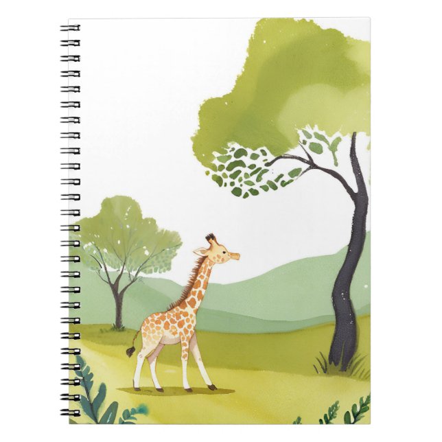Carnet Né pour Explorer | Safari Aquarelle Girafe (Devant)