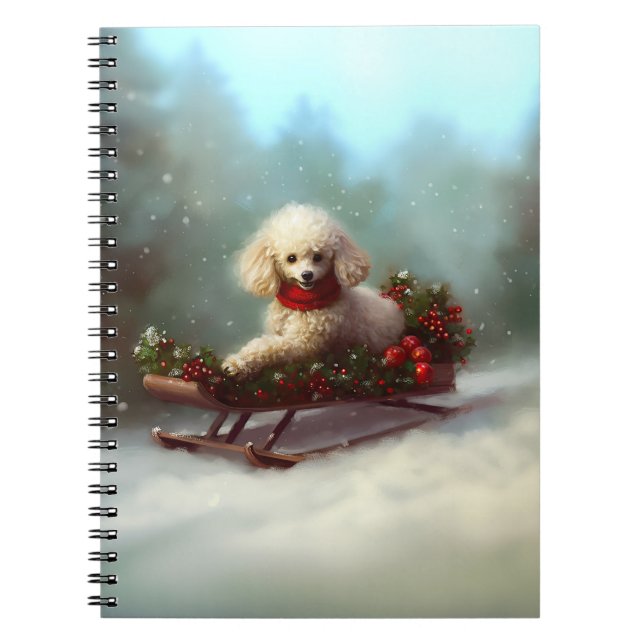 Carnet Neige de Noël caniche hiver (Devant)