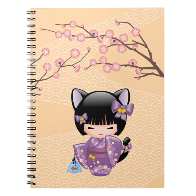 Carnet Neko Kokeshi Poupée - Cat Ears Geisha Girl (Devant)