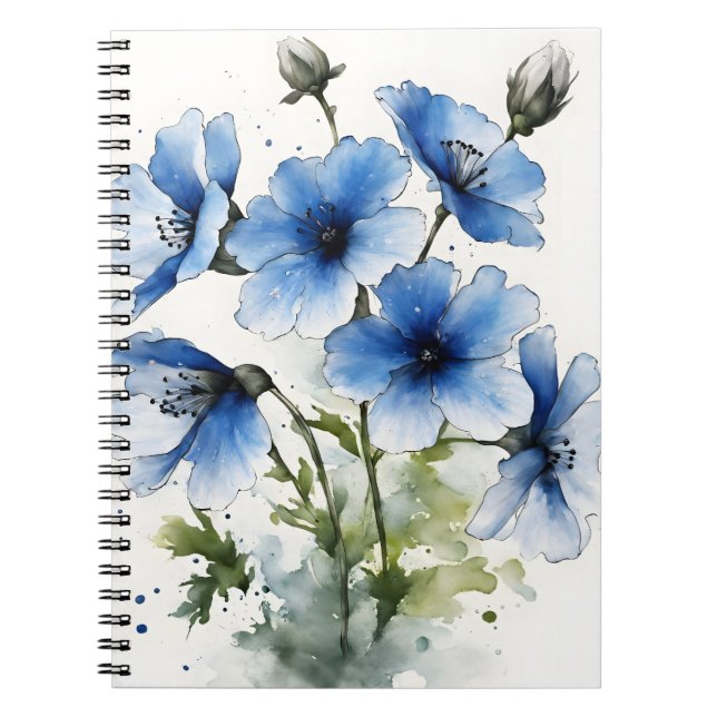 Carnet Nemophila - Fleurs aquarelles (Devant)