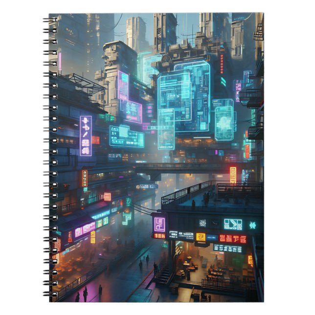 Carnet Neon Cyberpunk City - Conception Urbaine Futuriste (Devant)