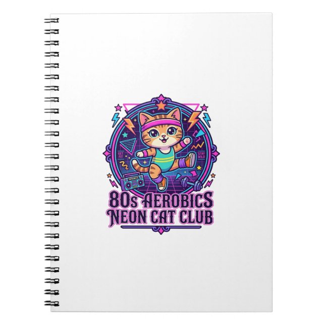 Carnet Néon de chat des années 80 Aérobic - Conception dr (Devant)