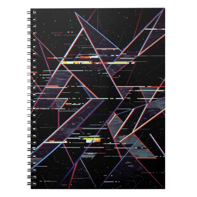 Carnet Neon Glitchcore Geometric Shapes on Black (Devant)