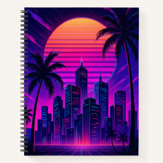 Carnet Neon Sunset Cityscape rétro-futuriste
