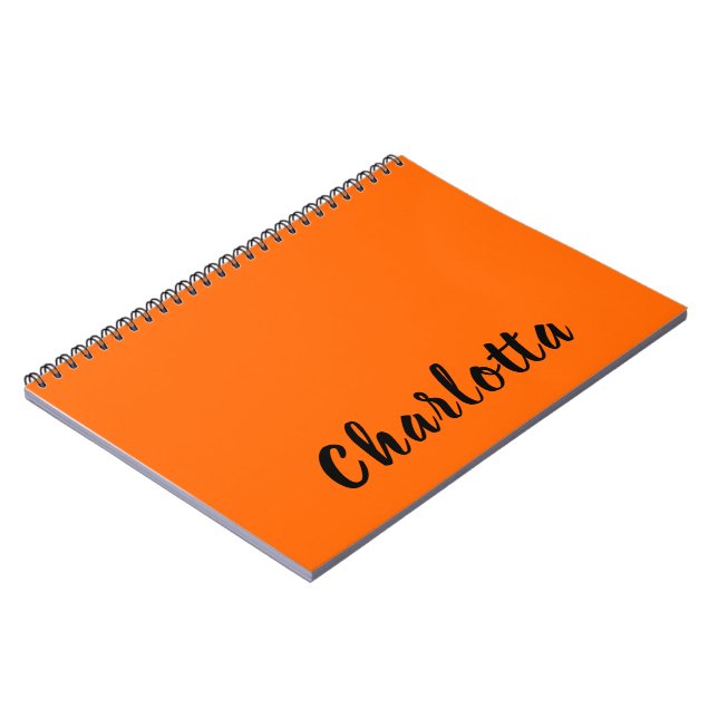 Carnet Neon Sunset Orange Solide Couleur Personnalisée (Côté gauche)