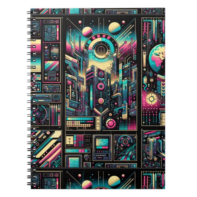 Carnet Neon Tech Odyssey (Devant)