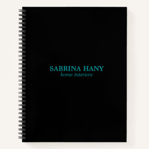 Carnet Neon turquoise texte commercial noir