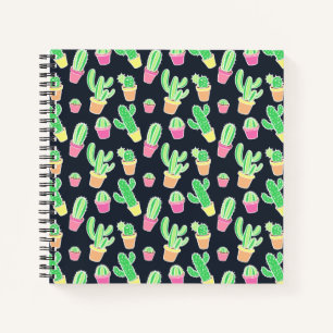 Carnet Neon Watercolor Cactus dans les pots Motif