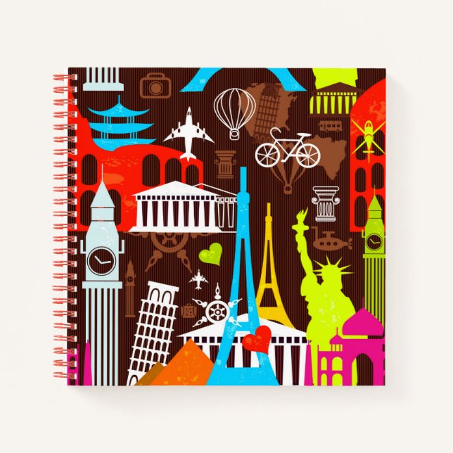 Carnet Neon World Travel Motif (Devant)
