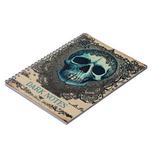 Carnet Néphère du crâne gothique bleu