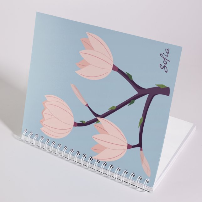 Carnet Nettoyer simple Pastel Bleu et rose Floral Monogra (Créateur téléchargé)