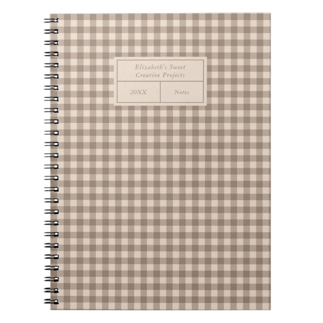 Carnet Neutral Rustic Gingham Small Business (Devant)