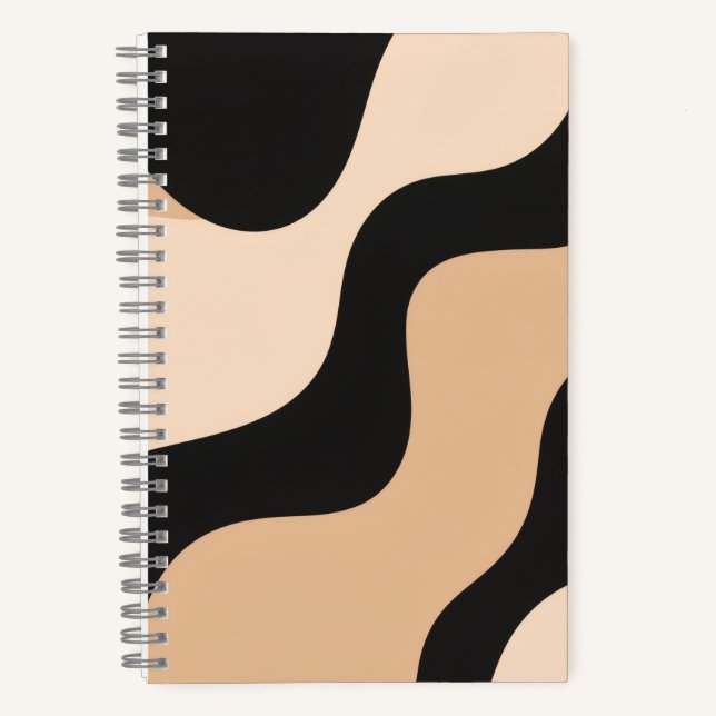 Carnet Neutral Wave Pattern Notebook in Beige and Black (Recto)
