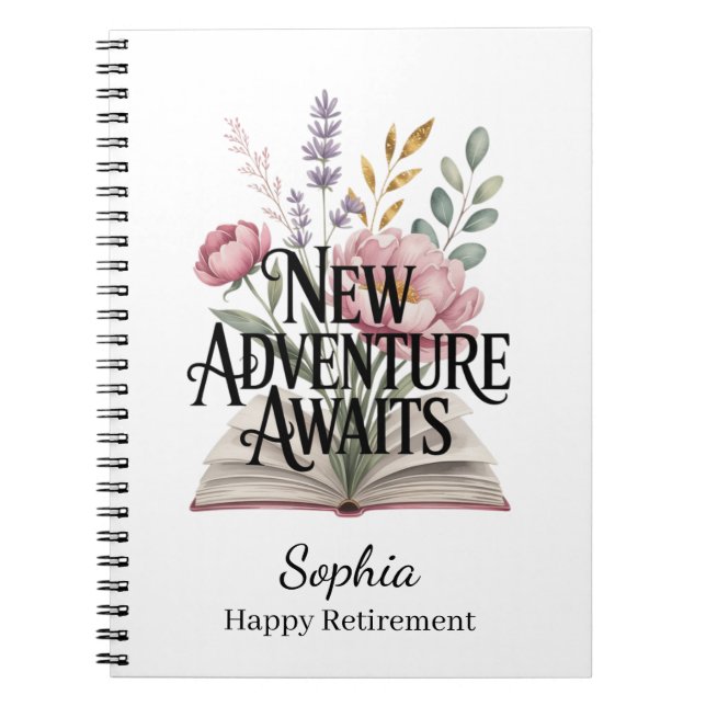 Carnet New Adventure Awaits Retirement Personalized (Devant)
