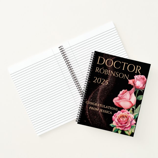 Carnet New Doctor, PhD Doctorate floral matte gift  (Intérieur)