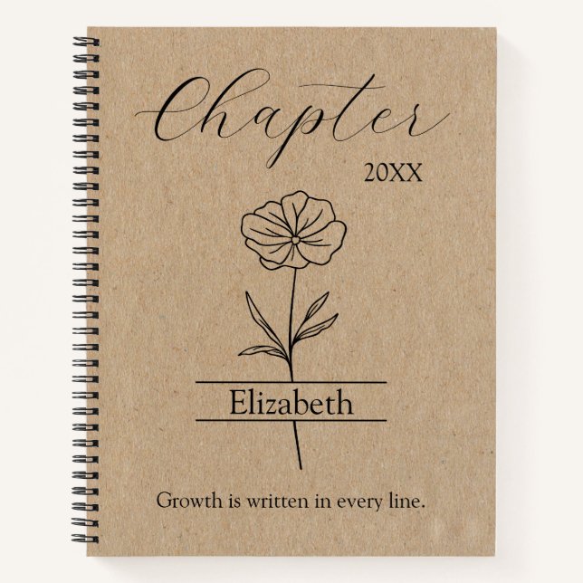 Carnet New Year Chapter Wildflower Minimalist Name (Devant)