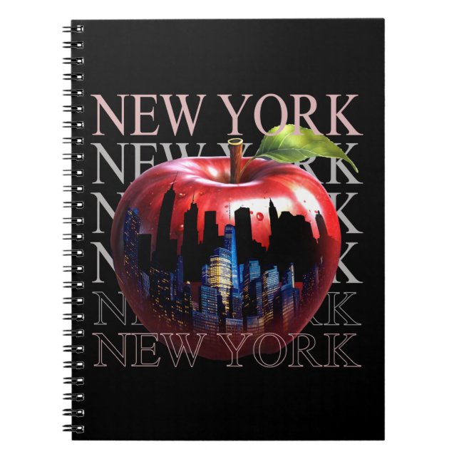 Carnet New York La Grosse Pomme Fruit Silhouette City (Devant)