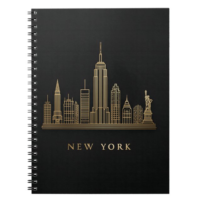 Carnet New York Skyline Gold Line Art (Devant)