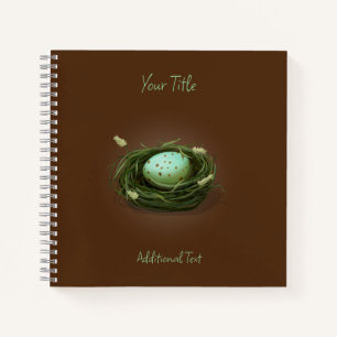 Carnet Nid d'oiseau avec oeuf moucheté bleu personnalisé