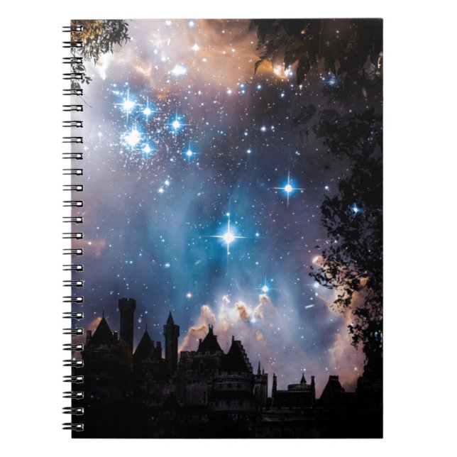 Carnet Night Sky Stars Tree Castle (Devant)