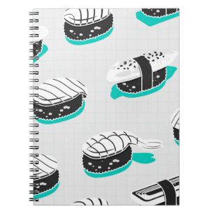 Carnet Nigiri sushi, motif vintage néon.