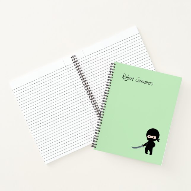 Carnet Ninja minuscule en colère Nom personnalisé sur ver (Intérieur)